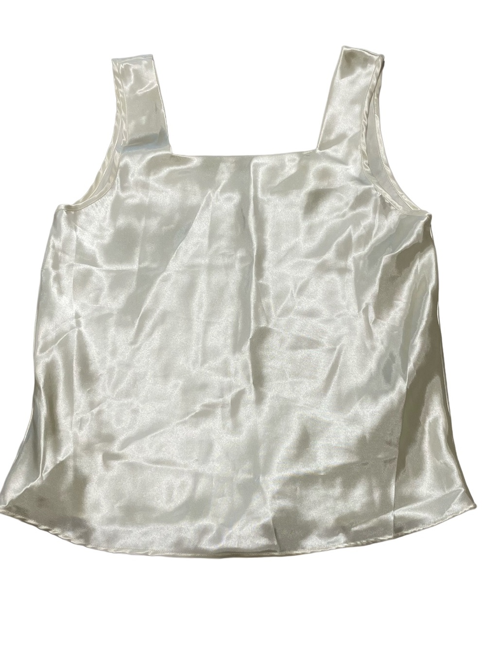 Vintage Satin Square-Neck Tank Top in Cream